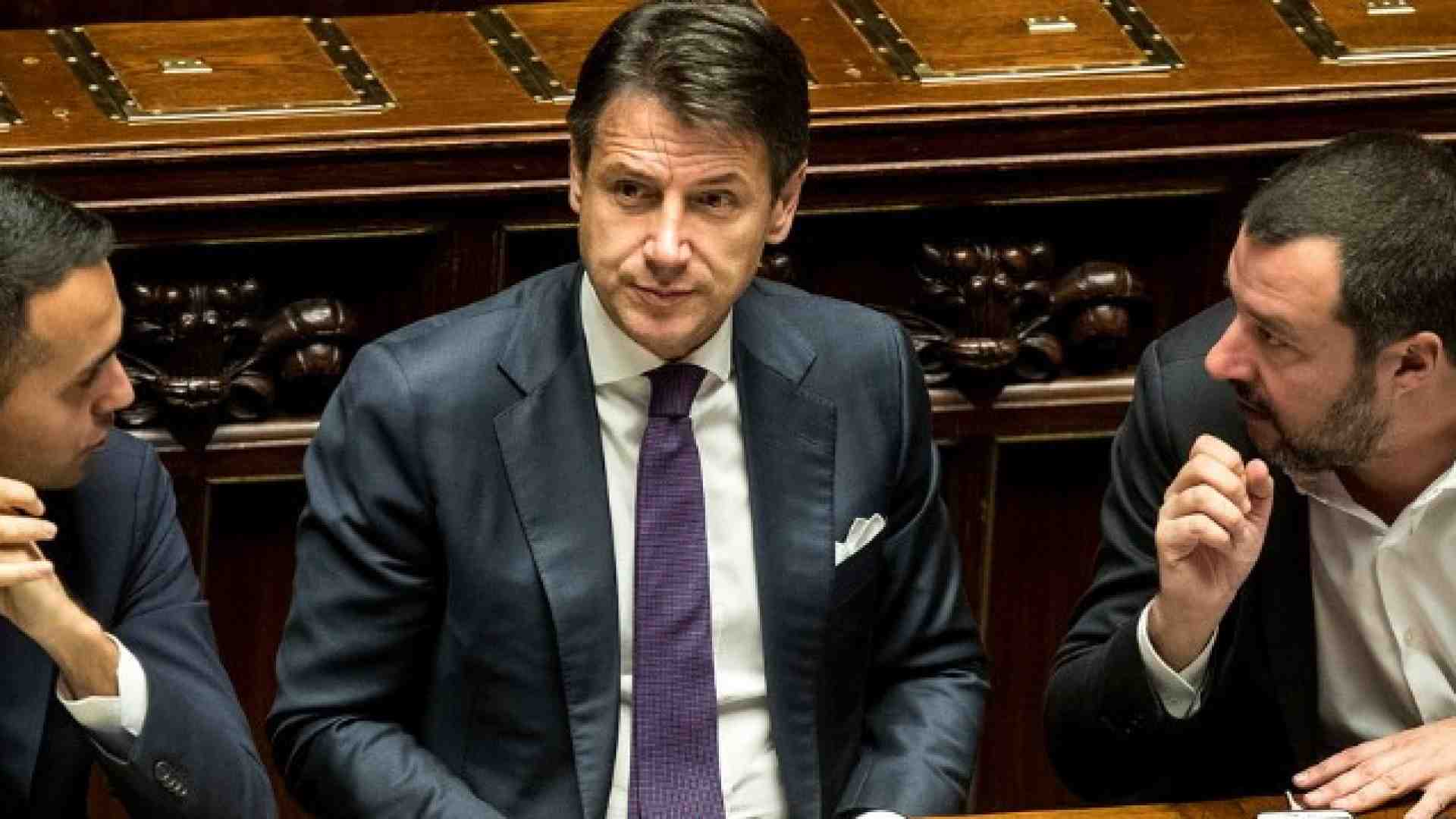Luigi Di Maio, Giuseppe Conte, Matteo Salvini (foto LaPresse)
