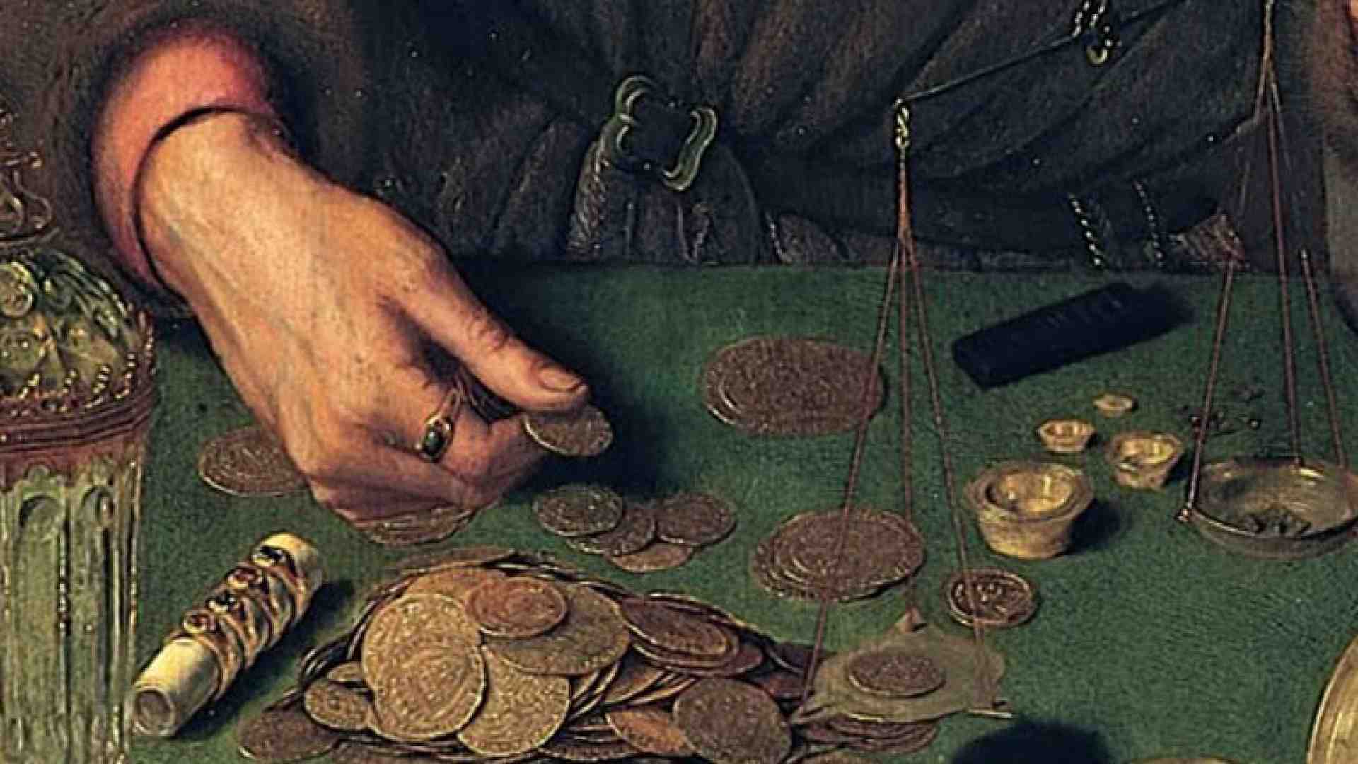 Particolare de "Il banchiere e sua moglie" (1514 circa), di Quentin Metsys, Olio su tavola, 71 x 67 cm Parigi, Musée du Louvre