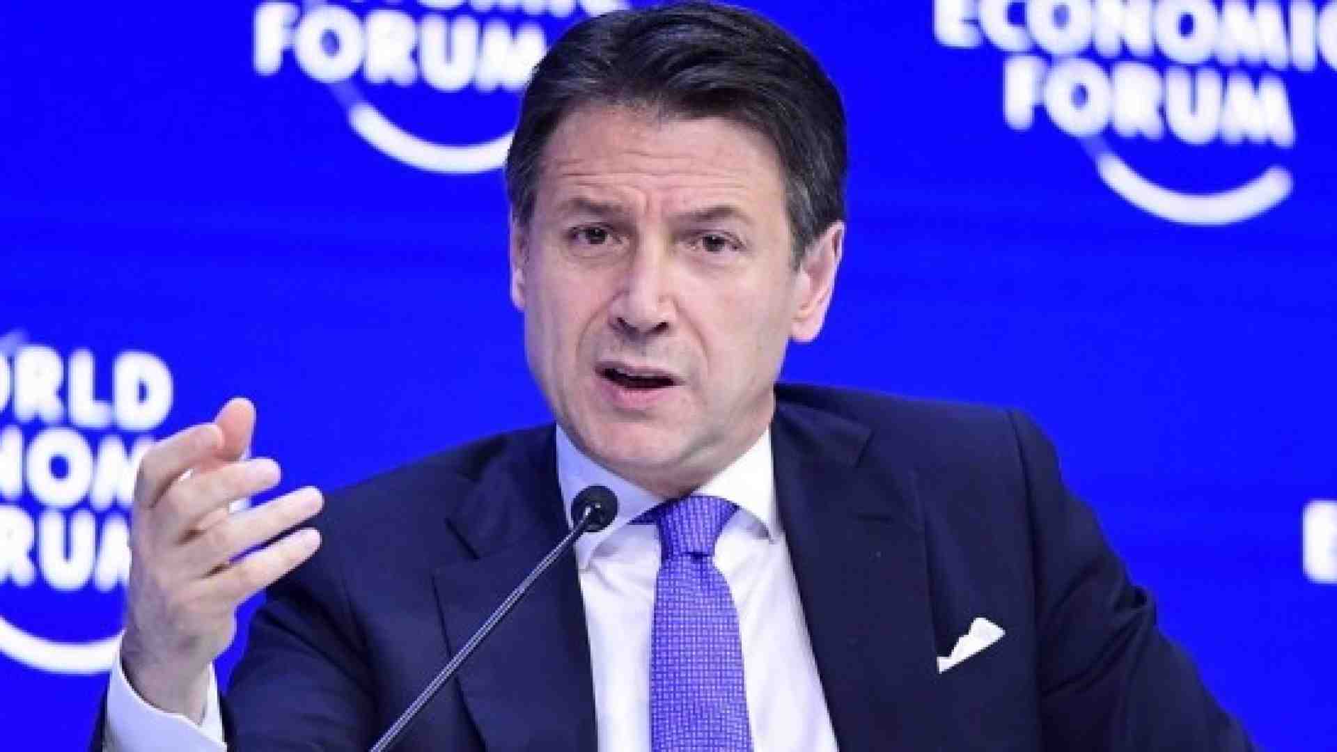 Il premier Giuseppe Conte a Davos (foto LaPresse)