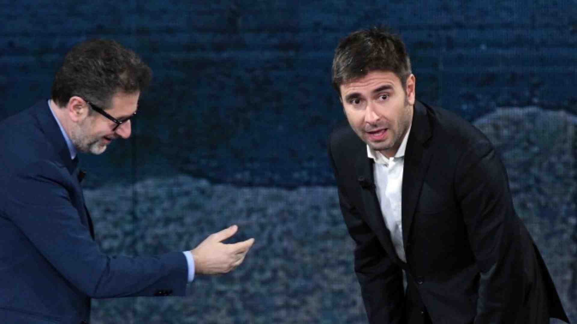 Fabio Fazio e Alessandro Di Battista (foto LaPresse)