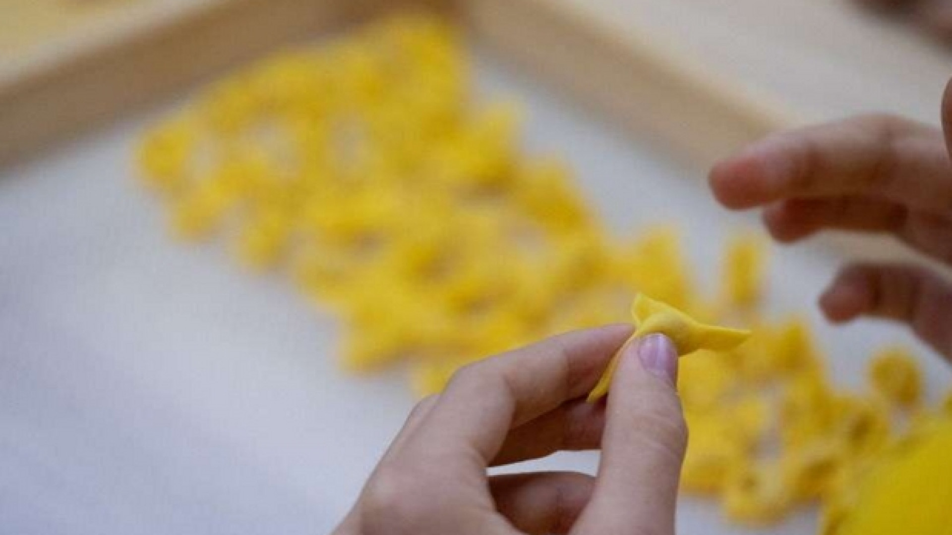 Ragazzi con l'autismo al lavoro sui tortellini