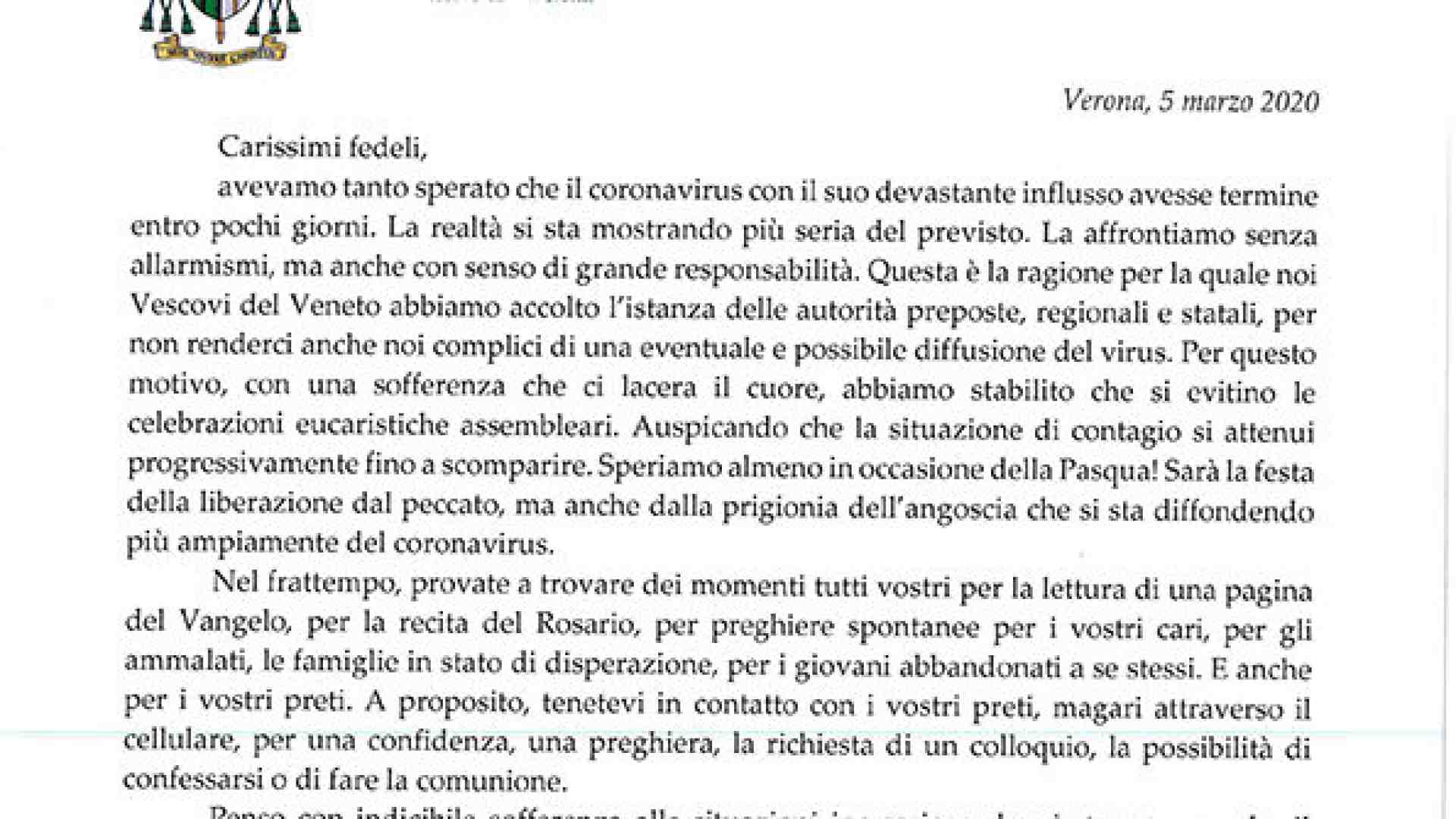 Lettera del vescovo Zenti a tutti i fedeli