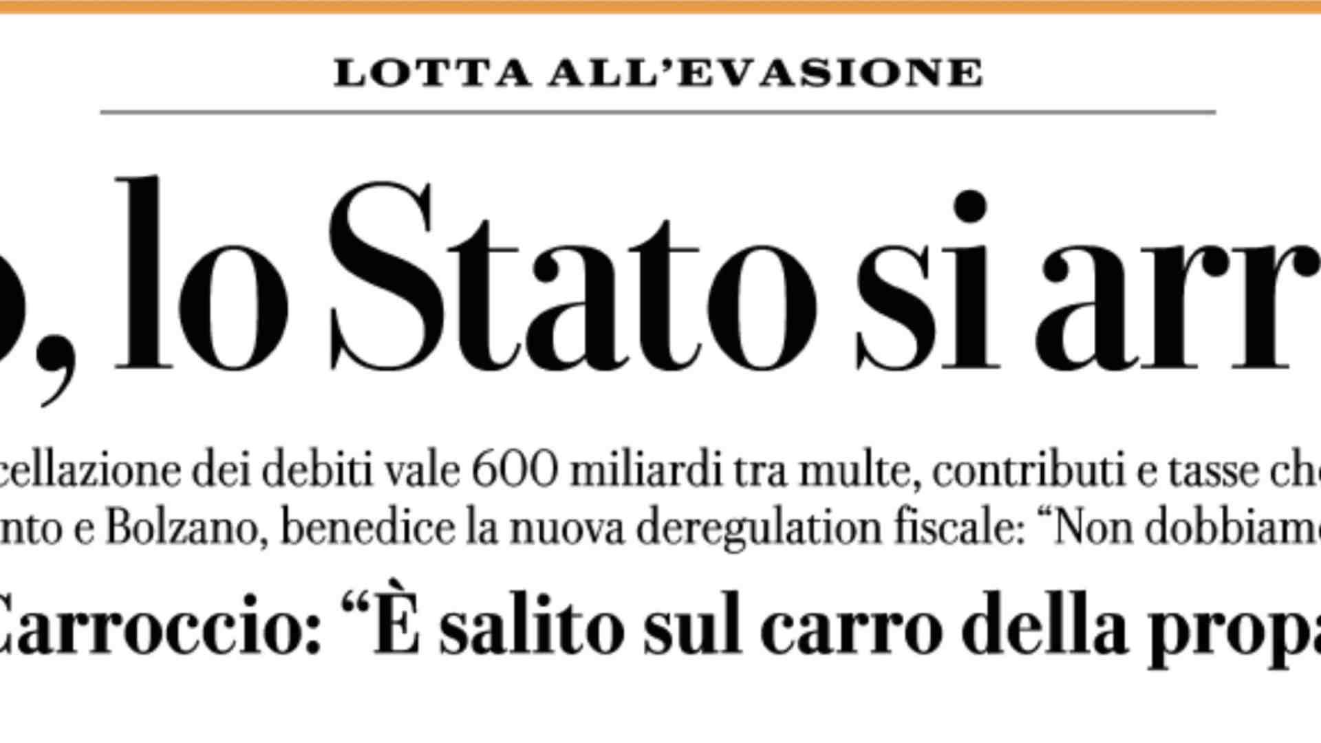 L'allarme di Repubblica sulla resa fiscale dello stato è fuorivante