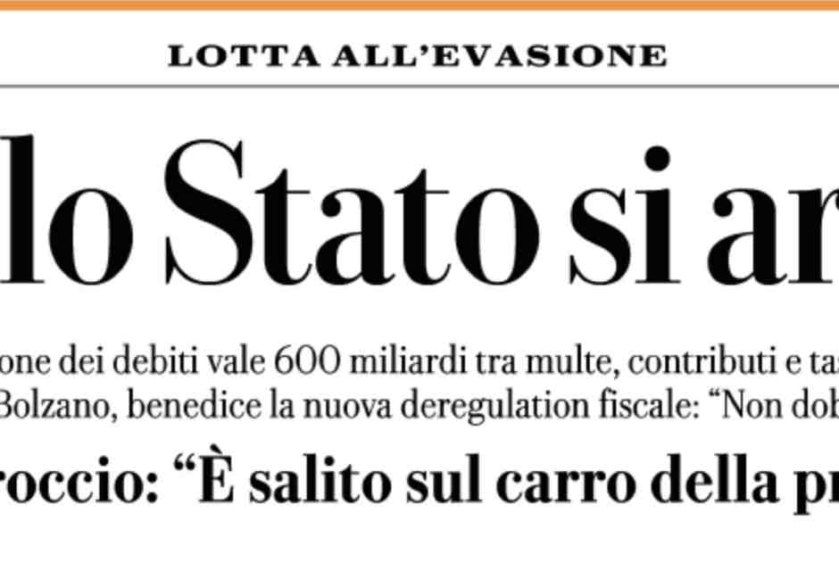 L'allarme di Repubblica sulla resa fiscale dello stato è fuorivante