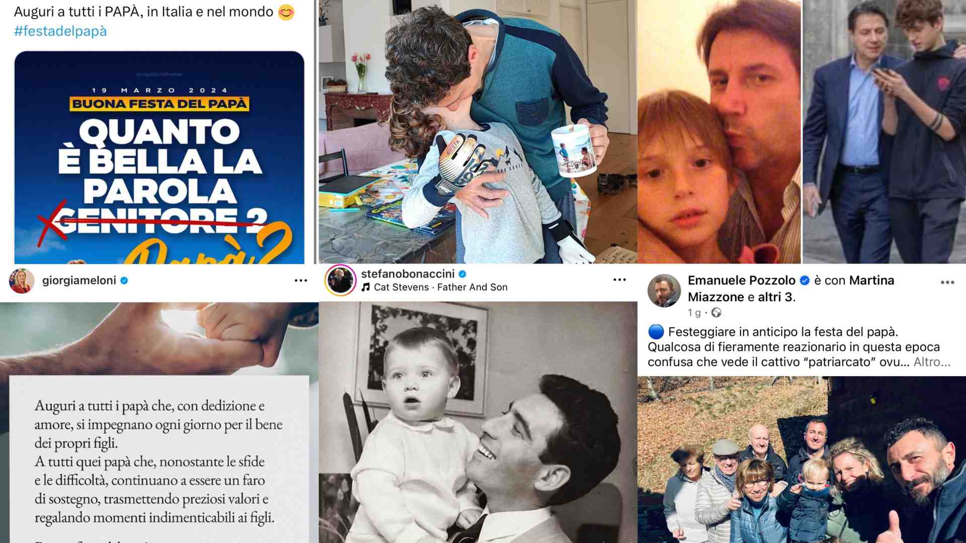 Dal selfie di Conte al post di Salvini: la politica che fa politica per la festa del papà