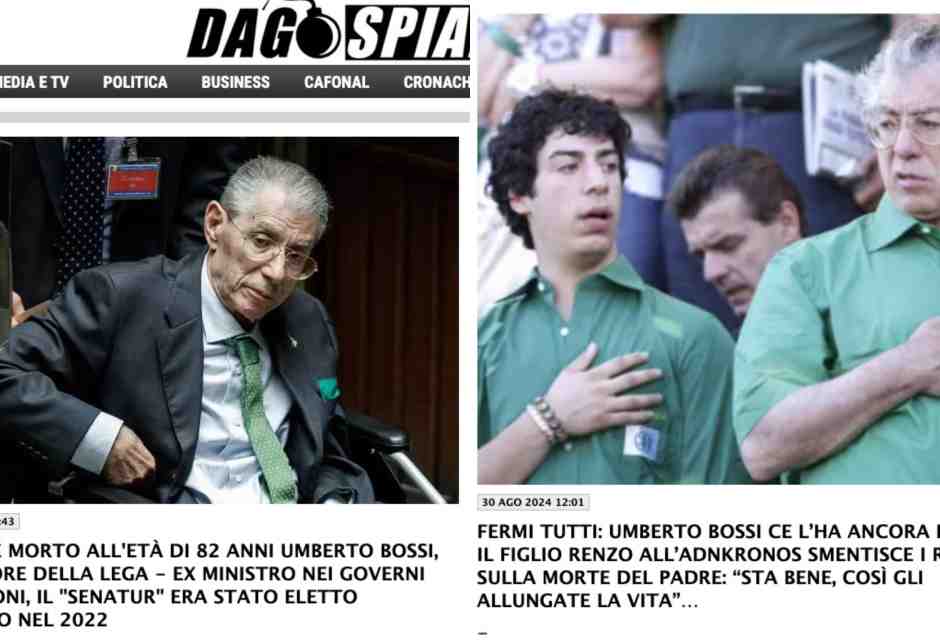 La falsa morte di Umberto Bossi: il fondatore della Lega "sta benissimo"