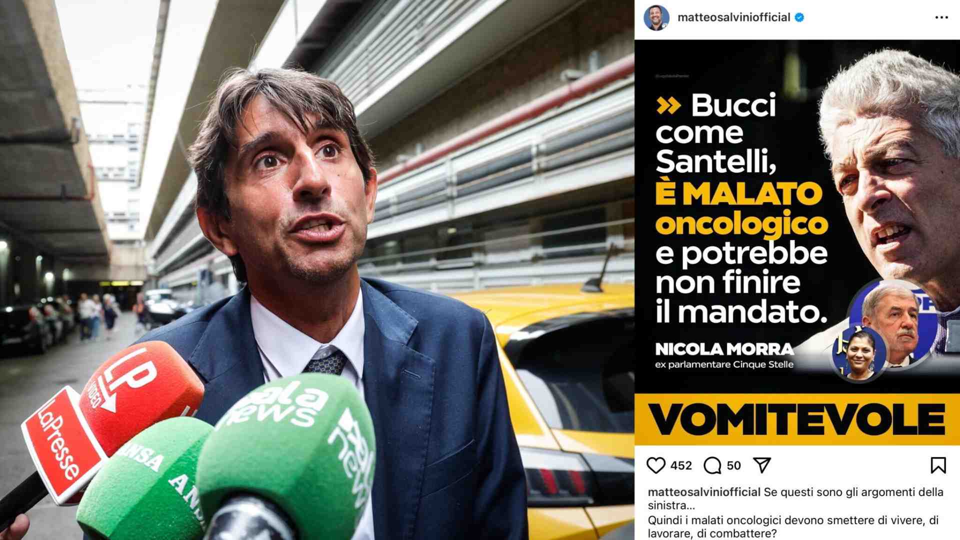 Donzelli, Salvini e Orlando contro Morra dopo l'intervista al Foglio: "La malattia di Bucci resti fuori"