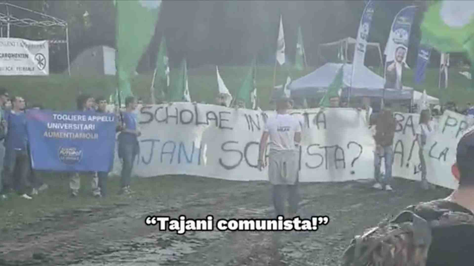 Le ragioni dello zelante leghista Verri, quello dello striscione contro Tajani a Pontida