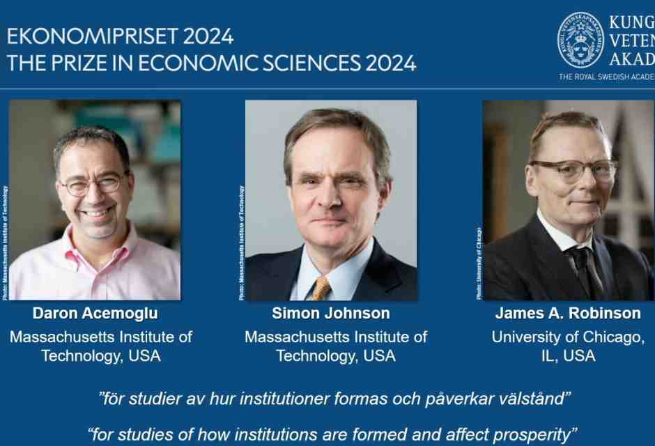 Daron Acemoglu, Simon Johnson e James A. Robinson vincono il Nobel per l'Economia