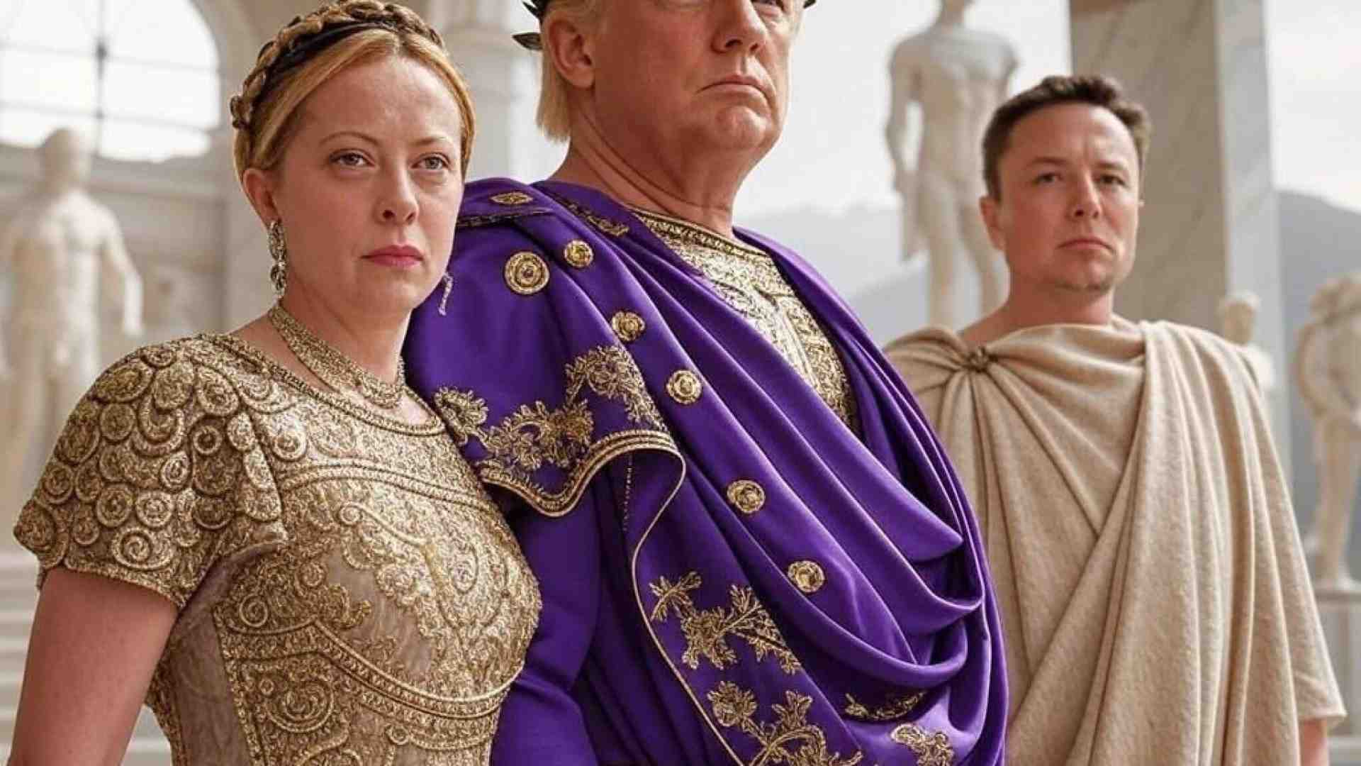 Meloni, Trump e Musk come gli antichi romani. Post su X di Andrea Stroppa <br />