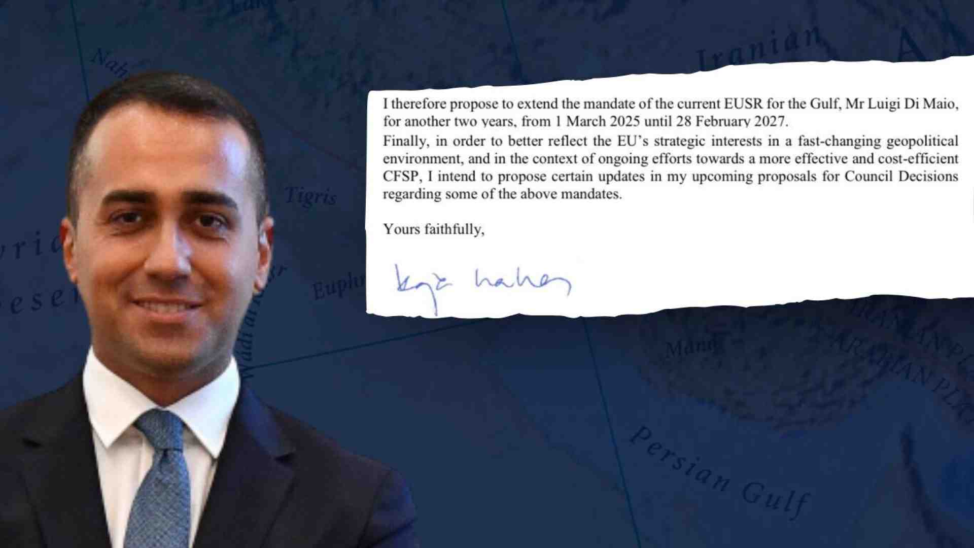 Bis di Di Maio come inviato Ue nel Golfo. Kallas: "Eccellente, va riconfermato". Meloni non si oppone