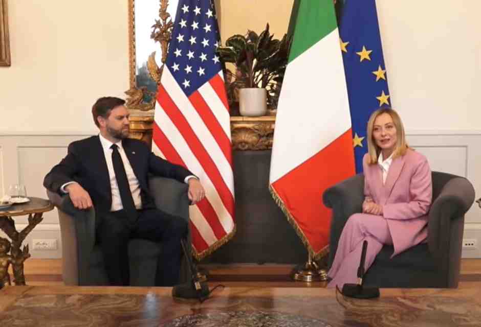 Vance a Roma, l'incontro con Meloni: "Negoziato sui dazi con l'Ue"
