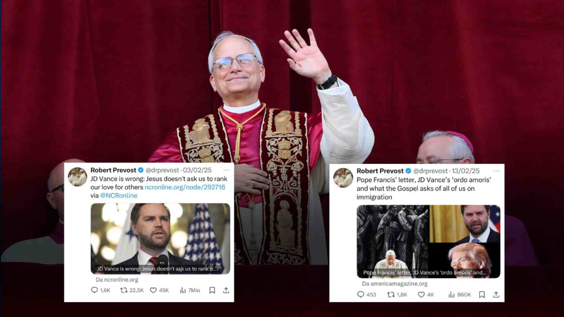 L'account X di Papa Leone XIV e i tweet contro la politica sui migranti di Trump e J.D. Vance