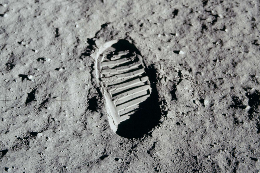 Impronta sulla superficie lunare (Foto Nasa)