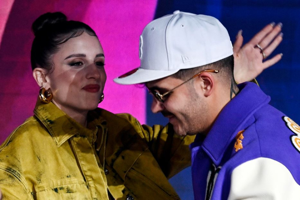 Angelina Mango e Geoiler, prima e secondo classificato al 74mo Festival di Sanremo - ANSA