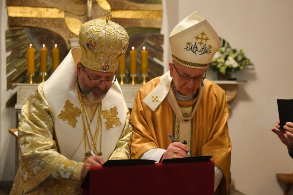 L’arcivescovo maggiore di Kiev, Sviatoslav Shevchuk, con il cardinale segretario di Stato vaticano, Pietro Parolin - Chiesa greco-cattolica ucraina