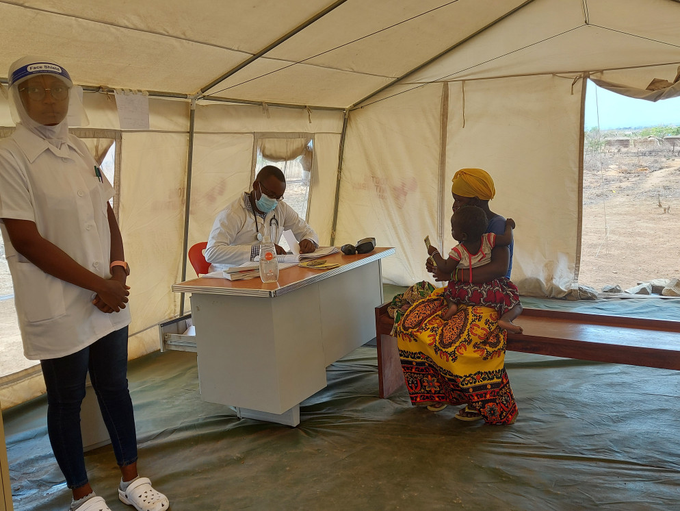 Il "posto di salute" allestito da Medici con l'Africa Cuamm nel campo sfollati di Naminaue, a Cabo Delgado - Alfieri