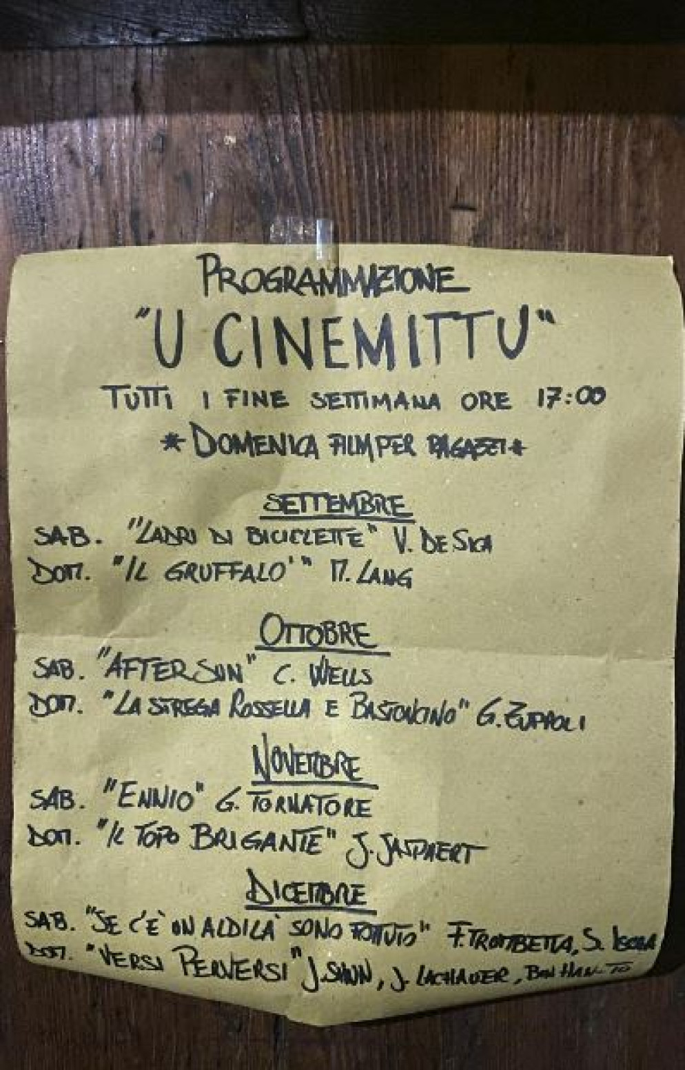 La programmazione di U Cinemittu