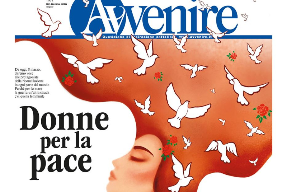 La copertina di “Avvenire” dell'8 marzo disegnata da Darya - .