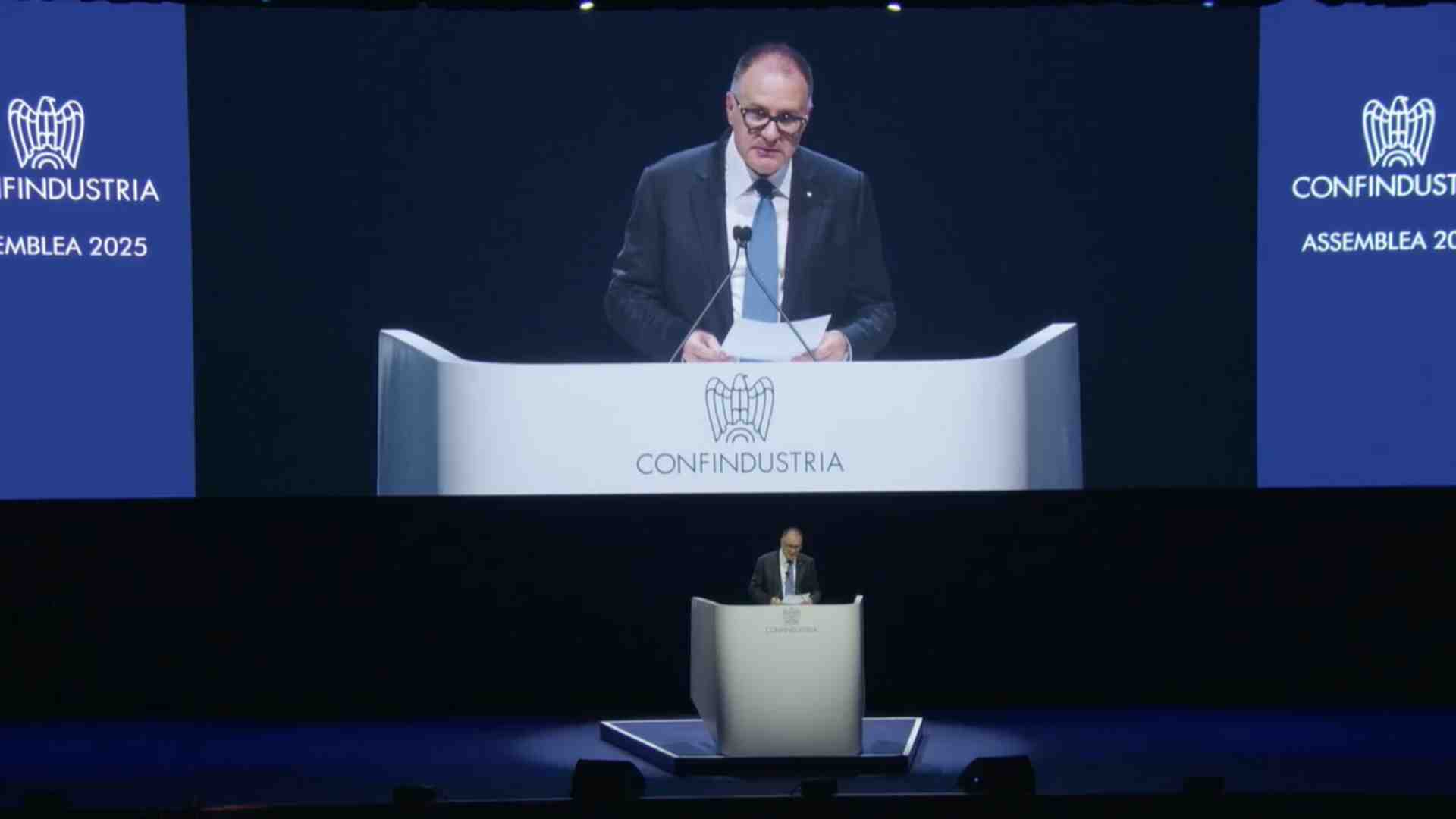 L'intervento del presidente di Confindustria Orsini all'assemblea di Bologna