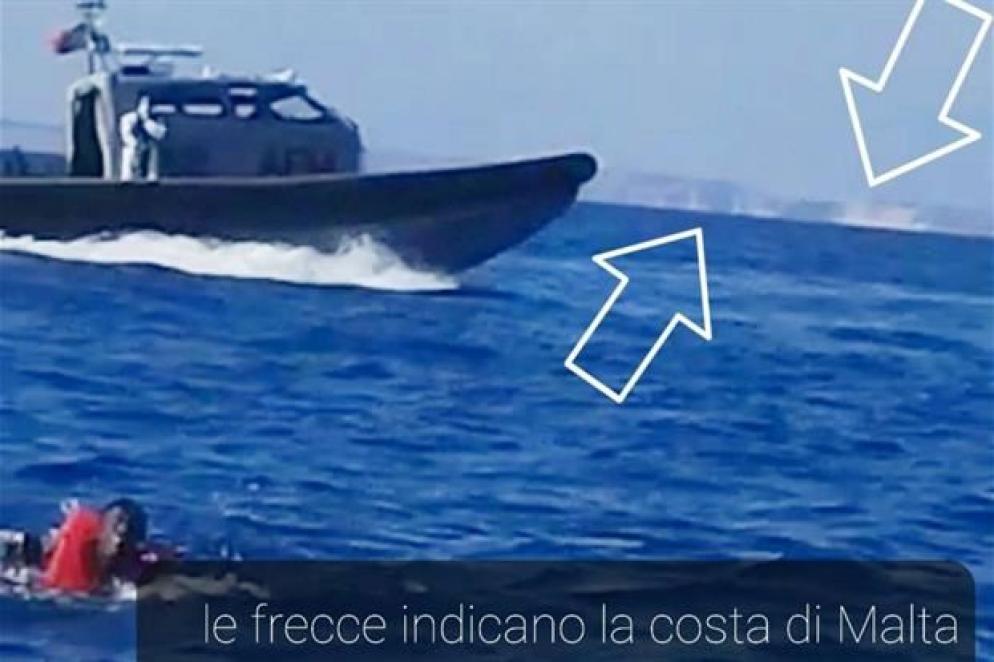 Una delle immagini con cui "Avvenire" ha documentato la presenza di naufraghi in acque maltesi, poi dirottati dalla Marina de La Valletta verso la Sicilia - Avvenire