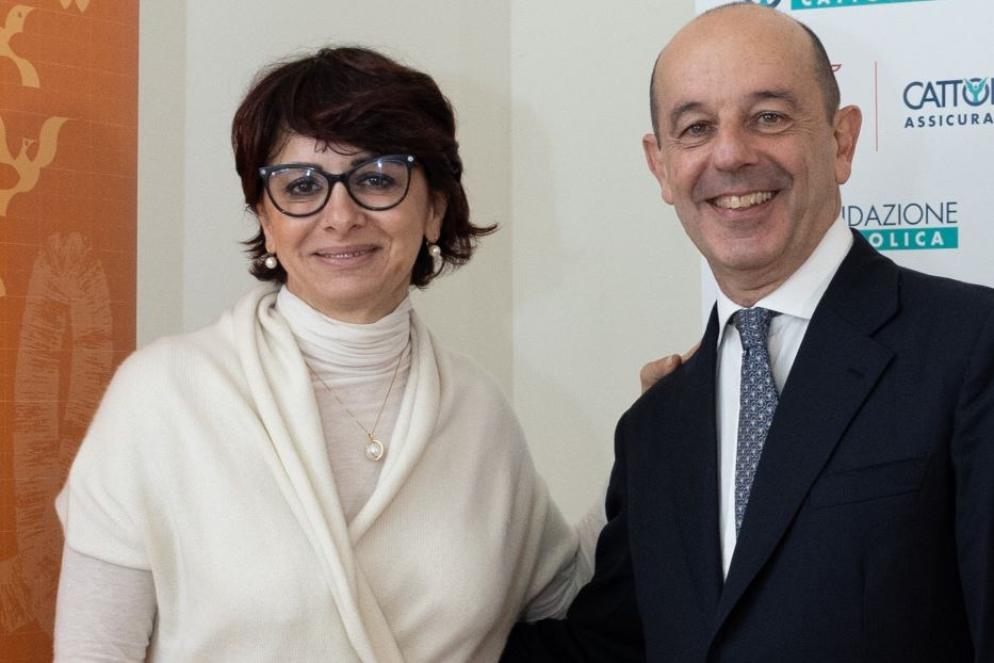 Barbara Lucini, responsabile Country Sustainability & Social Responsibility di Generali Italia e Piero Fusco responsabile Business Unit Enti Religiosi e Terzo Settore di Generali Italia e vicepresidente di Fondazione Cattolica