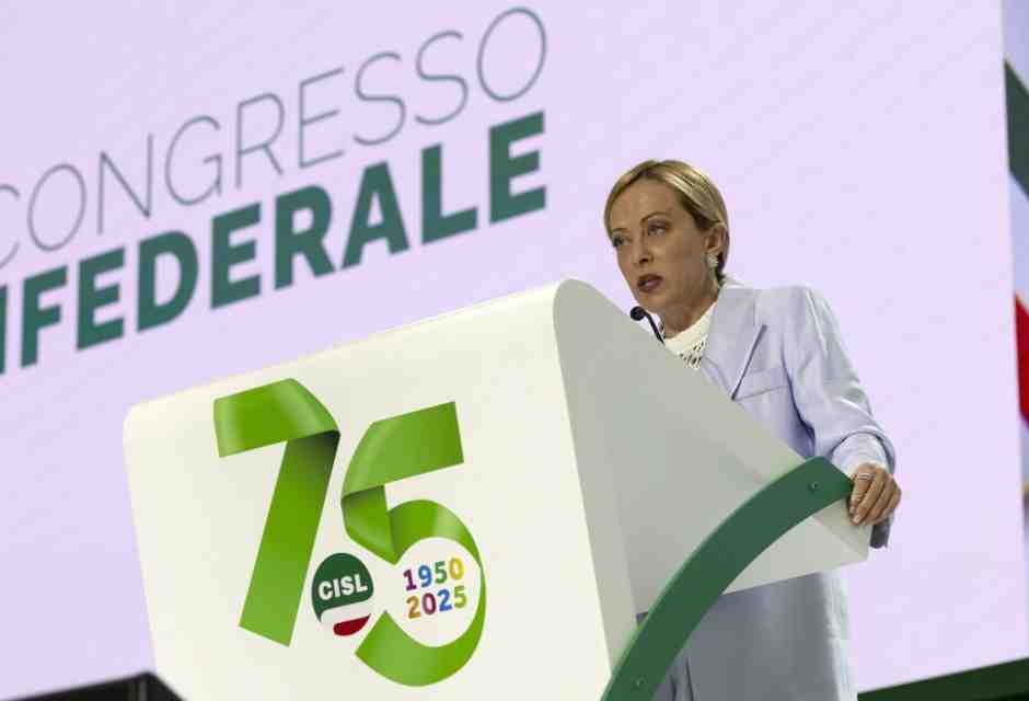 Meloni al congresso della Cisl: “In mille giorni creati un milione di posti di lavoro in più”