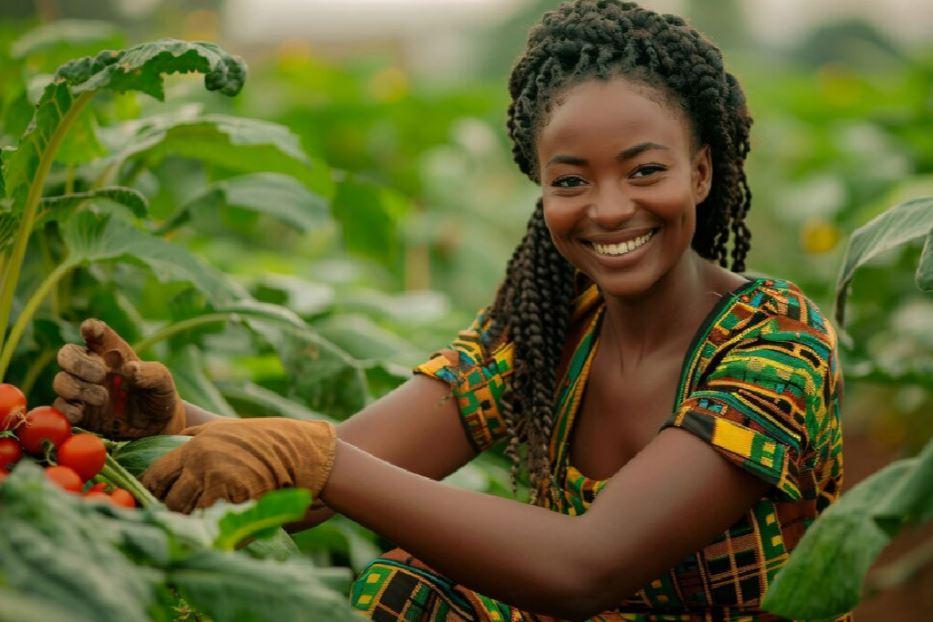 Una giovane africana impegnata in agricoltura: sono le donne a trainare la modernizzazione del settore, nonostante solo il 15% di loro possieda la terra - AWJP