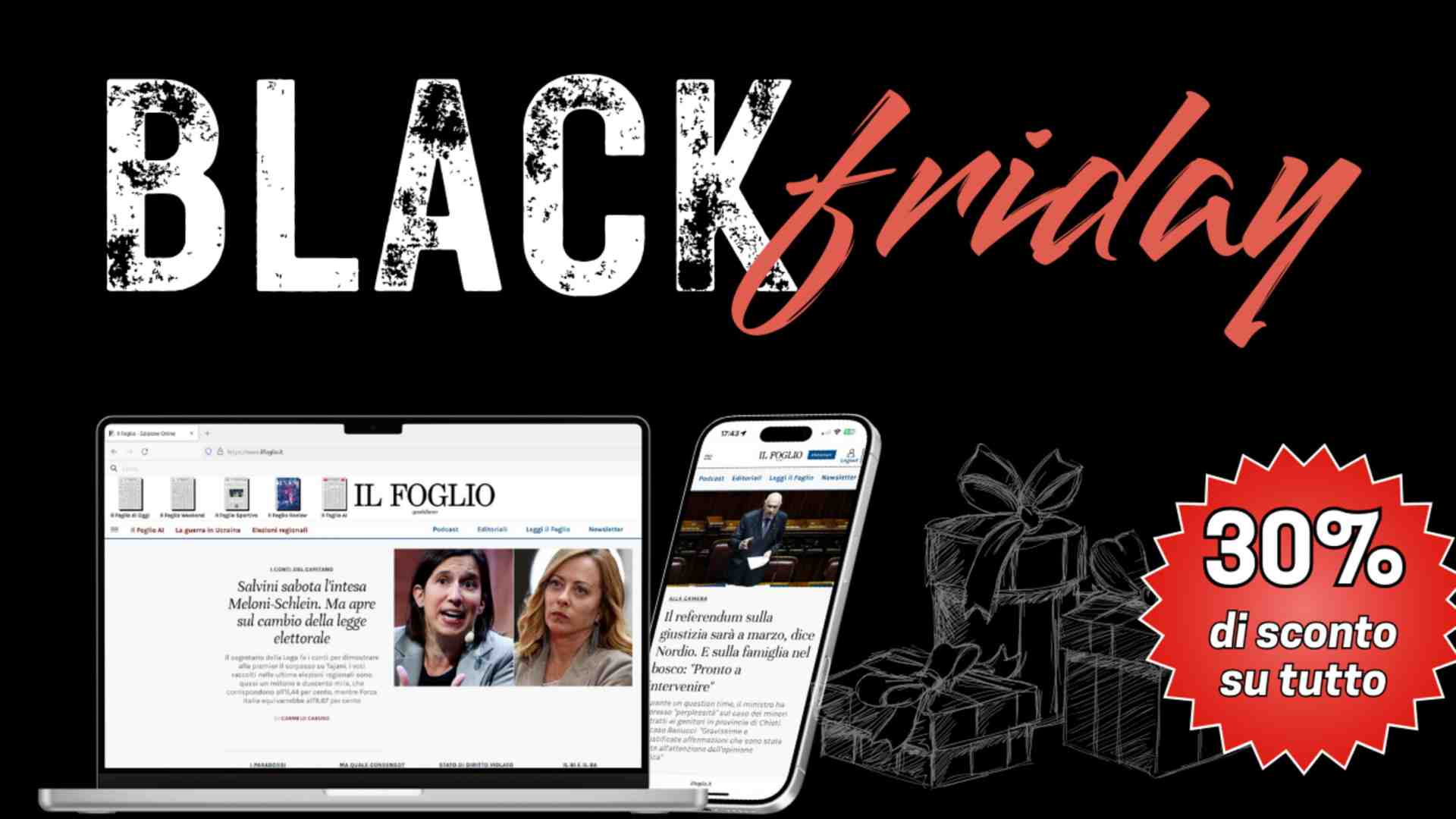 Il Black Friday del Foglio: tre giorni di sconti su tutti gli abbonamenti