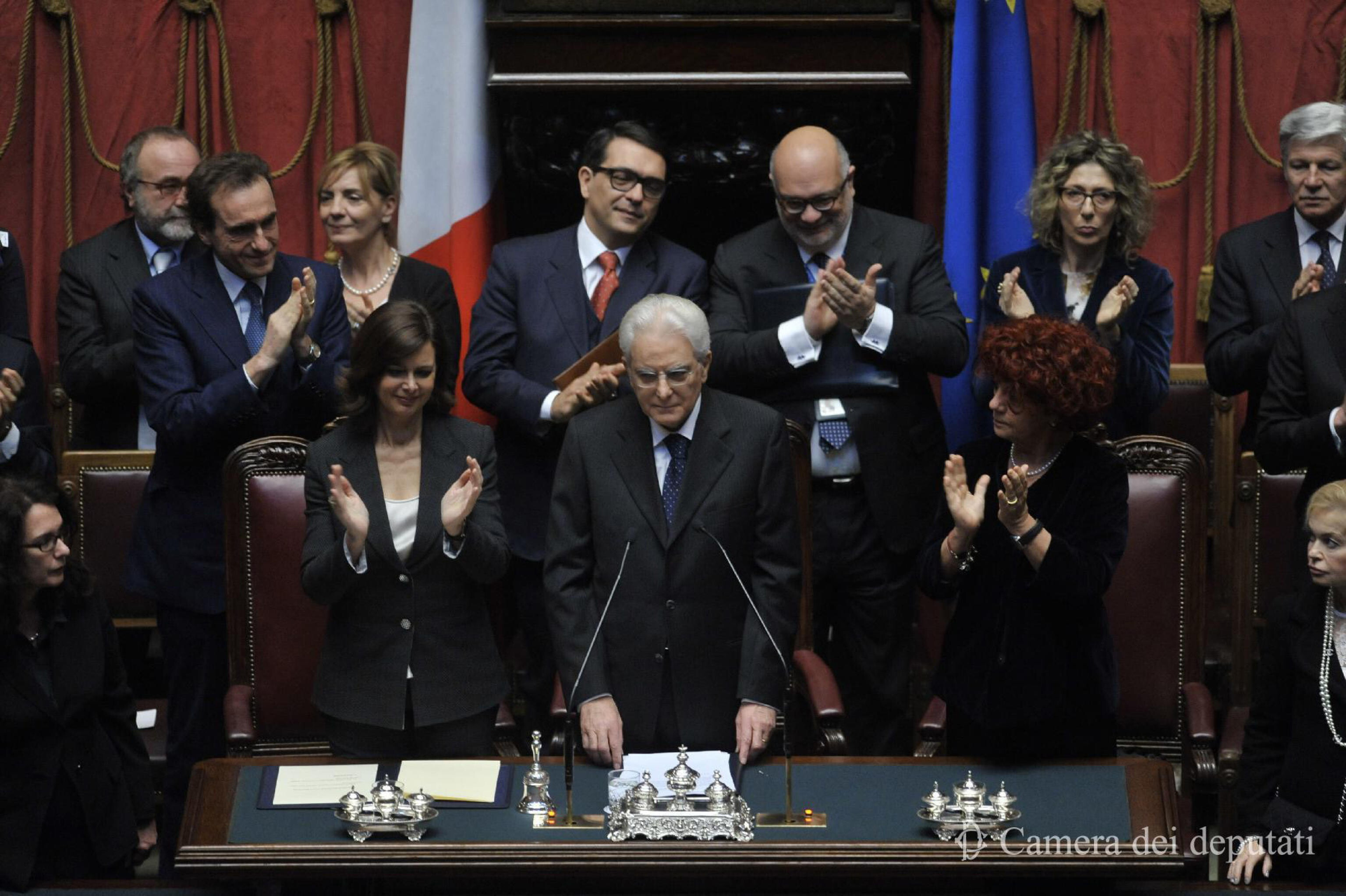 Cerimonia di giuramento del Presidente della Repubblica Sergio Mattarella, 3 Febbraio 2015 (Ansa)